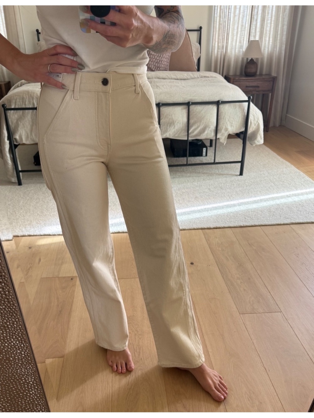 NWT J.Crew Slim-Wide High-Rise Jeans Size 25T Ecru Cream Semi-Stretch